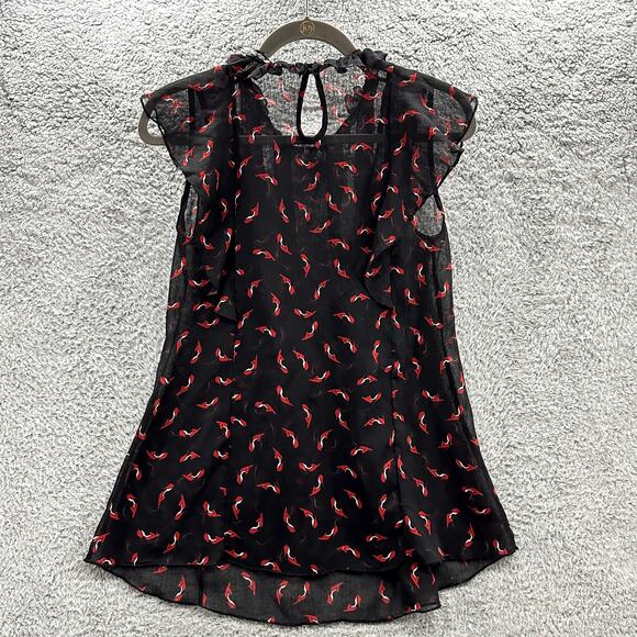 Lilly White Women's Small Sheer Flowy Top Red Heels Fun Evening - Picture 1 of 9